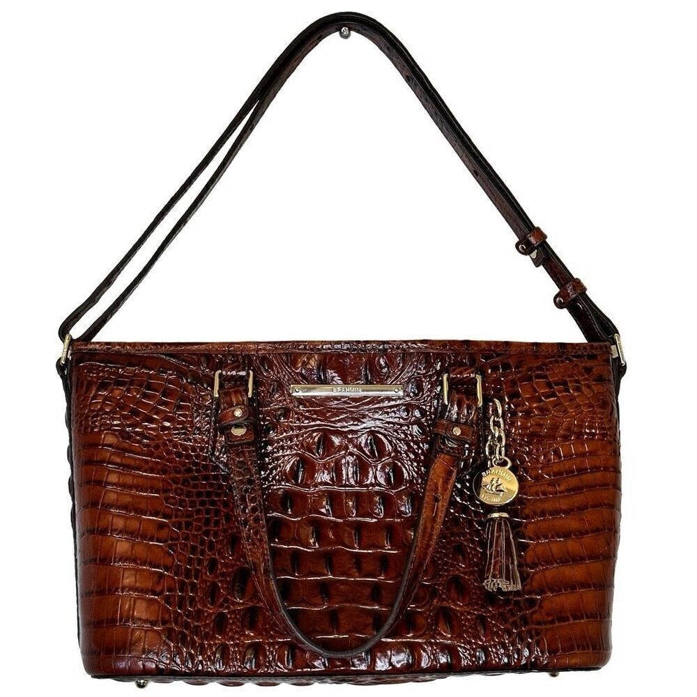 Brahmin Mini Asher Satchel in Pecan Melbourne Purse Handbag Brown
